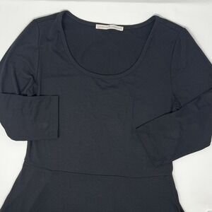 Peruvian Connection Elle Dress Jersey Knit Black Size Small 3/4 Sleeve Pockets